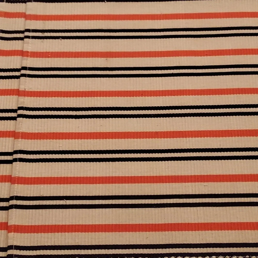 Cotton Woven Placemats Set Of 6 Cream Orange Black Stripe